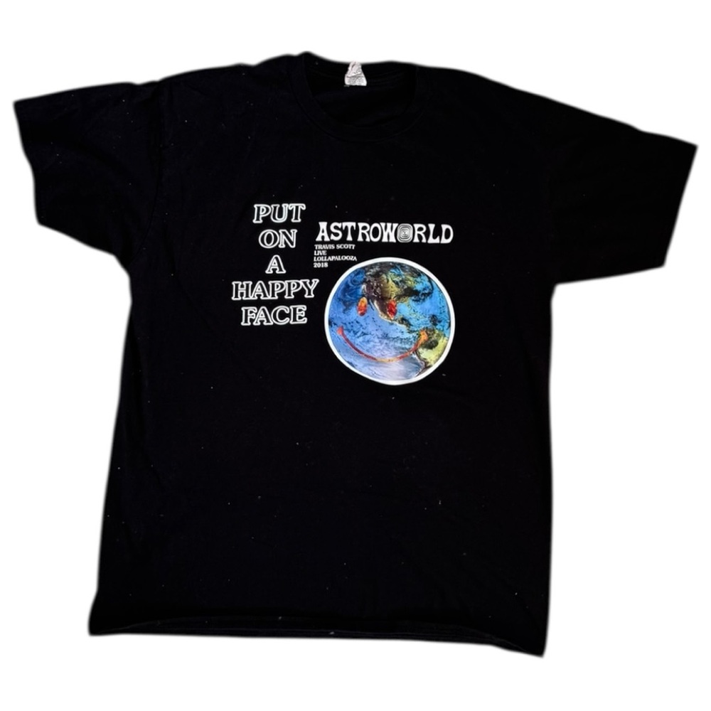 🎤 Travis Scott Astroworld Graphic T-Shirt – “Put On a Happy Face” – Black
